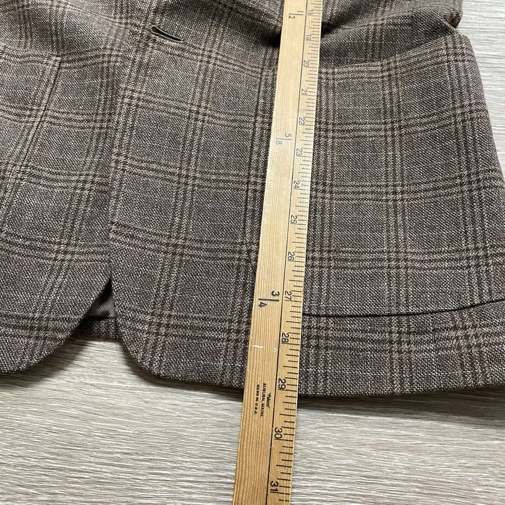 Banana Republic Glen Plaid Blazer Men's 38R Slim Fit Brown Cotton T.B.M. Fabric